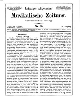 Leipziger allgemeine musikalische Zeitung (Allgemeine musikalische Zeitung) Mittwoch 24. Juli 1867