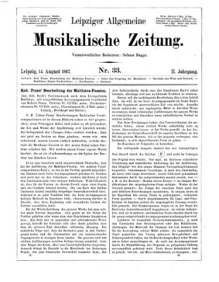 Leipziger allgemeine musikalische Zeitung (Allgemeine musikalische Zeitung) Mittwoch 14. August 1867