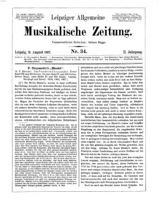 Leipziger allgemeine musikalische Zeitung (Allgemeine musikalische Zeitung) Mittwoch 21. August 1867