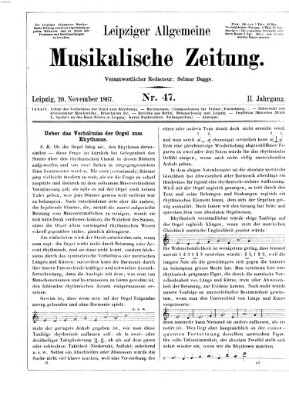 Leipziger allgemeine musikalische Zeitung (Allgemeine musikalische Zeitung) Mittwoch 20. November 1867