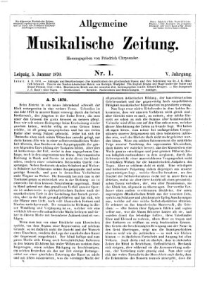 Allgemeine musikalische Zeitung Mittwoch 5. Januar 1870