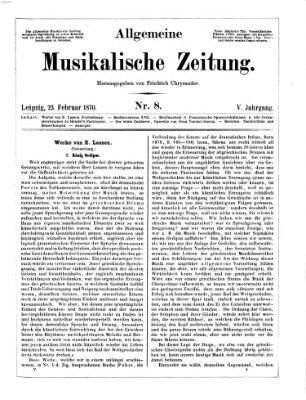 Allgemeine musikalische Zeitung Mittwoch 23. Februar 1870