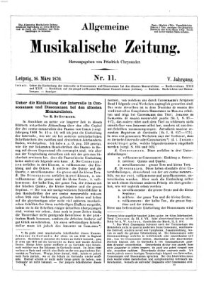 Allgemeine musikalische Zeitung Mittwoch 16. März 1870