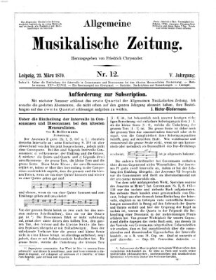 Allgemeine musikalische Zeitung Mittwoch 23. März 1870