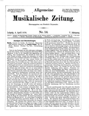 Allgemeine musikalische Zeitung Mittwoch 6. April 1870