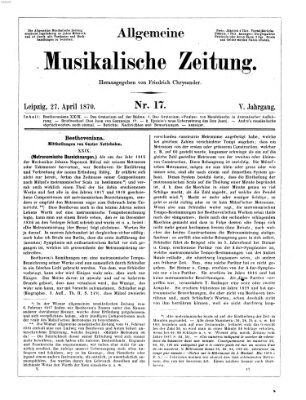 Allgemeine musikalische Zeitung Mittwoch 27. April 1870