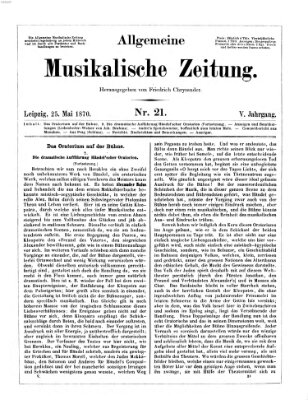 Allgemeine musikalische Zeitung Mittwoch 25. Mai 1870