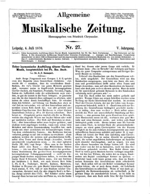 Allgemeine musikalische Zeitung Mittwoch 6. Juli 1870