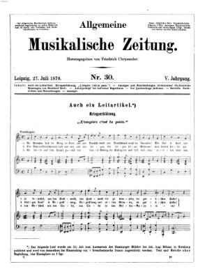 Allgemeine musikalische Zeitung Mittwoch 27. Juli 1870