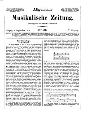 Allgemeine musikalische Zeitung Mittwoch 7. September 1870