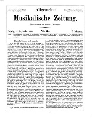 Allgemeine musikalische Zeitung Mittwoch 14. September 1870