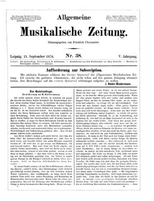 Allgemeine musikalische Zeitung Mittwoch 21. September 1870