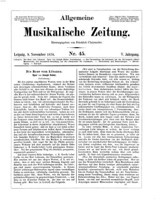 Allgemeine musikalische Zeitung Mittwoch 9. November 1870