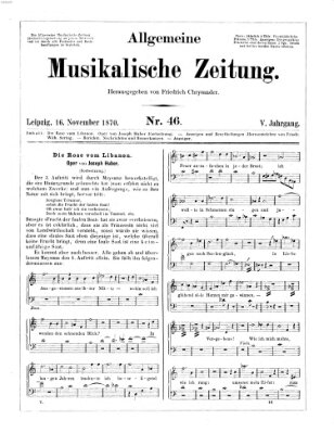 Allgemeine musikalische Zeitung Mittwoch 16. November 1870