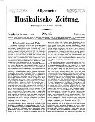 Allgemeine musikalische Zeitung Mittwoch 23. November 1870