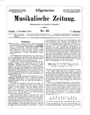 Allgemeine musikalische Zeitung Mittwoch 7. Dezember 1870