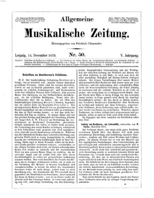 Allgemeine musikalische Zeitung Mittwoch 14. Dezember 1870