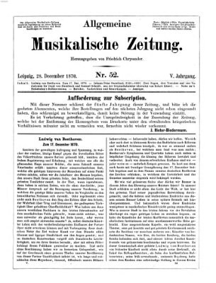 Allgemeine musikalische Zeitung Mittwoch 28. Dezember 1870