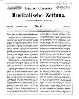 Leipziger allgemeine musikalische Zeitung (Allgemeine musikalische Zeitung) Donnerstag 27. Dezember 1866