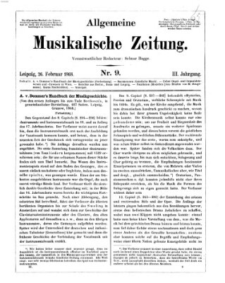 Leipziger allgemeine musikalische Zeitung (Allgemeine musikalische Zeitung) Mittwoch 26. Februar 1868