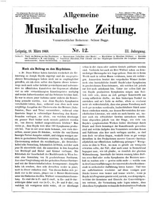 Leipziger allgemeine musikalische Zeitung (Allgemeine musikalische Zeitung) Mittwoch 18. März 1868