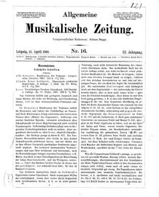 Leipziger allgemeine musikalische Zeitung (Allgemeine musikalische Zeitung) Mittwoch 15. April 1868