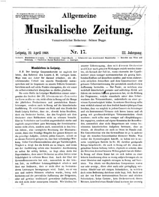 Leipziger allgemeine musikalische Zeitung (Allgemeine musikalische Zeitung) Mittwoch 22. April 1868