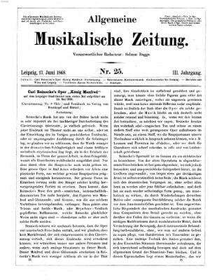 Leipziger allgemeine musikalische Zeitung (Allgemeine musikalische Zeitung) Mittwoch 17. Juni 1868