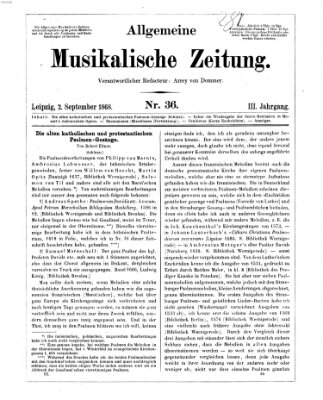 Leipziger allgemeine musikalische Zeitung (Allgemeine musikalische Zeitung) Mittwoch 2. September 1868