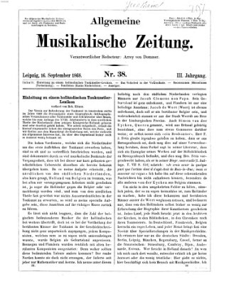 Leipziger allgemeine musikalische Zeitung (Allgemeine musikalische Zeitung) Mittwoch 16. September 1868