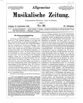 Leipziger allgemeine musikalische Zeitung (Allgemeine musikalische Zeitung) Mittwoch 23. September 1868