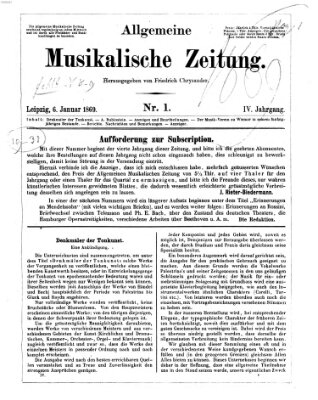 Allgemeine musikalische Zeitung Mittwoch 6. Januar 1869