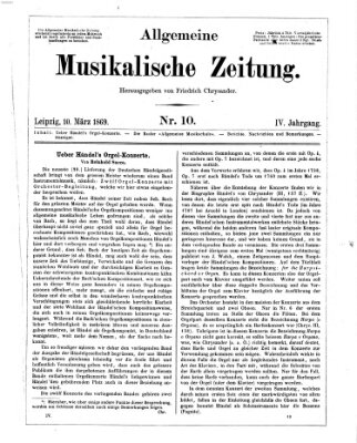 Allgemeine musikalische Zeitung Mittwoch 10. März 1869