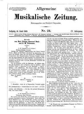 Allgemeine musikalische Zeitung Mittwoch 16. Juni 1869