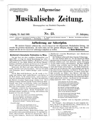 Allgemeine musikalische Zeitung Mittwoch 23. Juni 1869