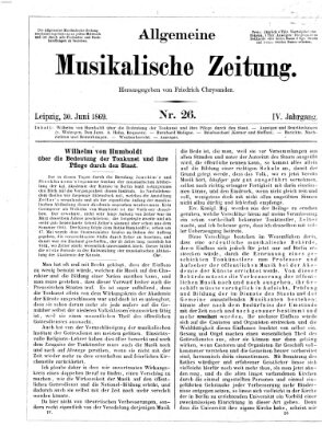 Allgemeine musikalische Zeitung Mittwoch 30. Juni 1869