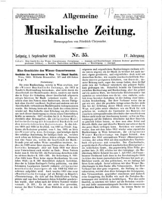 Allgemeine musikalische Zeitung Mittwoch 1. September 1869