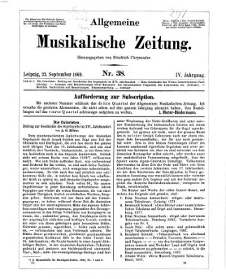 Allgemeine musikalische Zeitung Mittwoch 22. September 1869