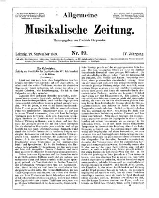 Allgemeine musikalische Zeitung Mittwoch 29. September 1869