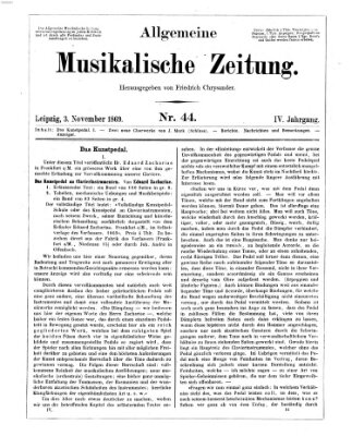 Allgemeine musikalische Zeitung Mittwoch 3. November 1869