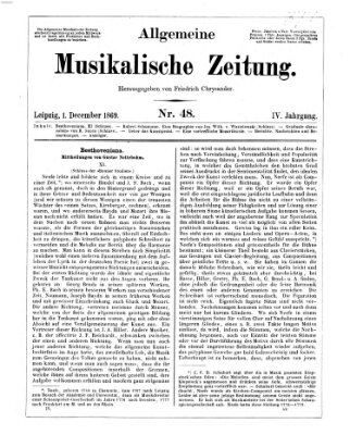 Allgemeine musikalische Zeitung Mittwoch 1. Dezember 1869