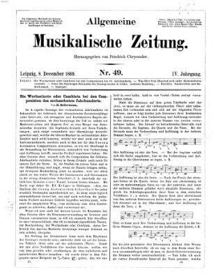 Allgemeine musikalische Zeitung Mittwoch 8. Dezember 1869