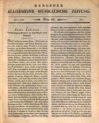 Berliner allgemeine musikalische Zeitung Mittwoch 21. April 1824