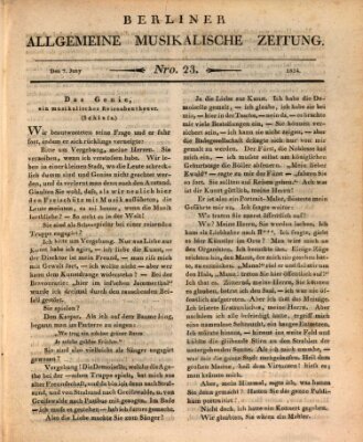 Berliner allgemeine musikalische Zeitung Montag 7. Juni 1824