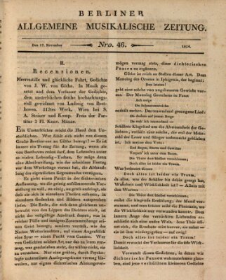 Berliner allgemeine musikalische Zeitung Mittwoch 17. November 1824