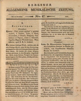 Berliner allgemeine musikalische Zeitung Mittwoch 24. November 1824