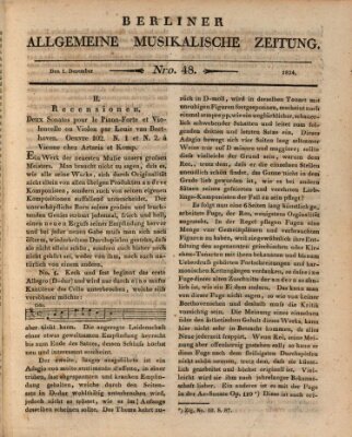 Berliner allgemeine musikalische Zeitung Mittwoch 1. Dezember 1824