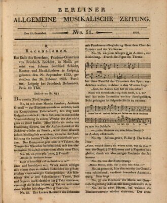 Berliner allgemeine musikalische Zeitung Mittwoch 22. Dezember 1824