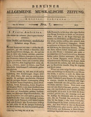 Berliner allgemeine musikalische Zeitung Mittwoch 16. Februar 1825