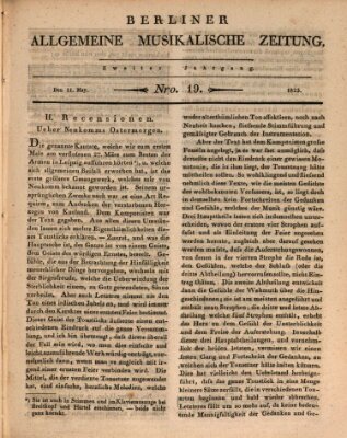 Berliner allgemeine musikalische Zeitung Mittwoch 11. Mai 1825